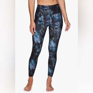 RBX Women’s Print Athletic Workout Yoga Leggings Blue Floral Sz S